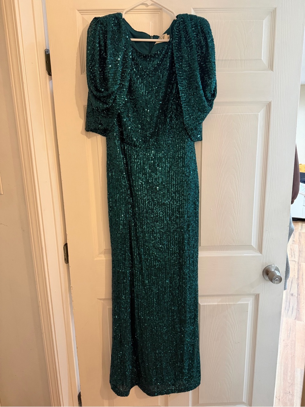 Teal Sequin Evening Gown